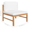 vidaXL Garden Lounge Set Cream Solid Teak Wood, Polyester Standard Tough