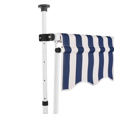 vidaXL Manual Retractable Awning 137.8" Blue and White Stripes