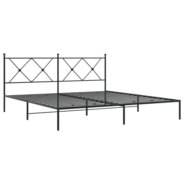 vidaXL Bed Frame Black Powder-Coated Steel Super King Bed Frame