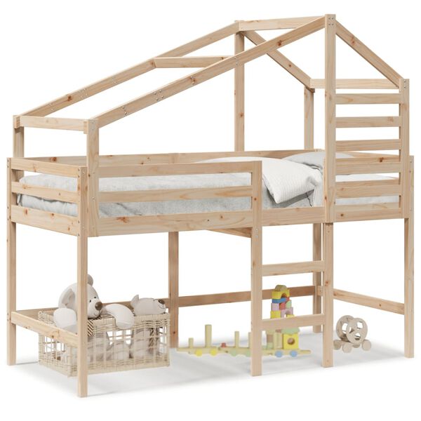 vidaXL Loft Bed Pine Solid pine wood 31.5 x 79 in Loft Bed Rectangular