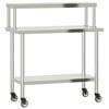 vidaXL Kitchen Work Table with Overshelf 43.3"x21.7"x47.2" Stainless Steel