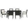 vidaXL Garden Dining Set with Cushion 7 pcs Black Poly Rattan