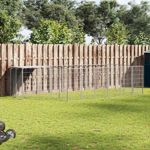 vidaXL Dog Kennel Silver Powder-coated steel 91.2 sq ft Durable