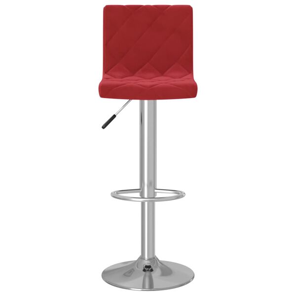 vidaXL Bar Stool Set of 2 Wine Red Velvet (100% polyester), Chromed steel