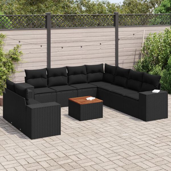vidaXL Garden Sofa Set Black