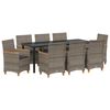 vidaXL Garden Dining Set 9 pcs Grey Poly Rattan