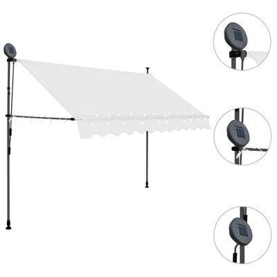 vidaXL Manual Retractable Awning with LED 98.4" Cream