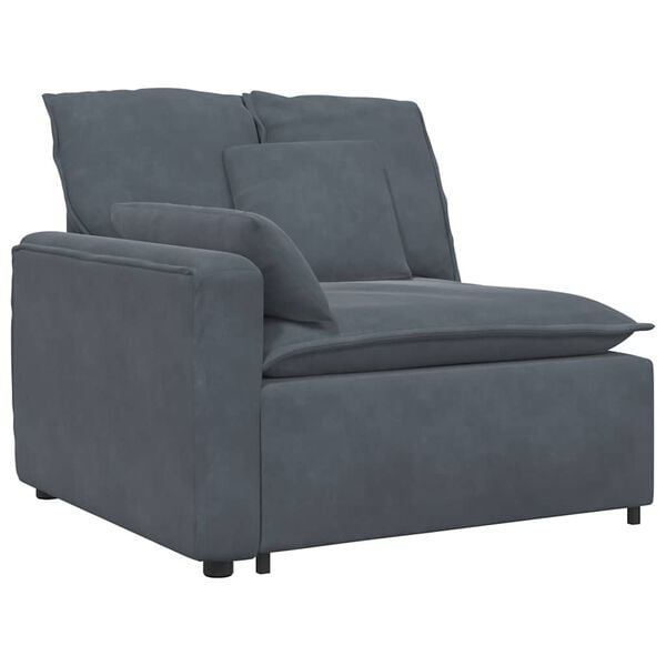 vidaXL Modular Sofa Dark Grey Velvet (100% polyester), Metal Oversized