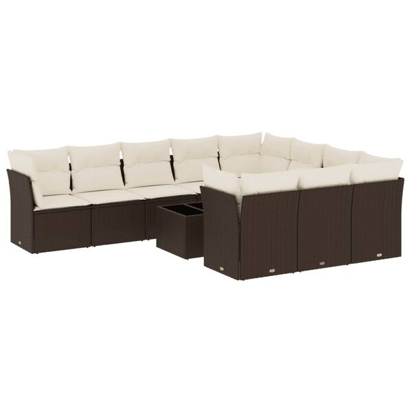 vidaXL Garden Sofa Set Brown, Cream