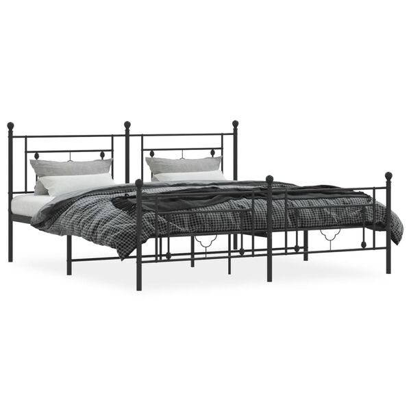 vidaXL Bed Frame Black Powder-Coated Steel Super King Bed Frame