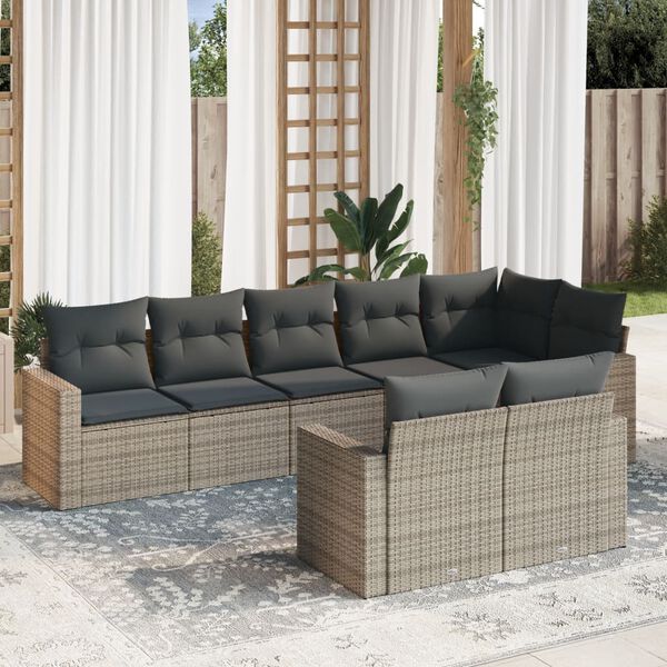vidaXL Garden Sofa Set Grey Poly Rattan Large Modular Outdoor Sofa Set