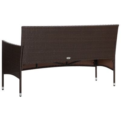 vidaXL 4 Piece Patio Lounge Set With Cushions Poly Rattan Brown