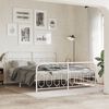 vidaXL Bed Frame White Steel Super King Bed Frame Rectangular Modern