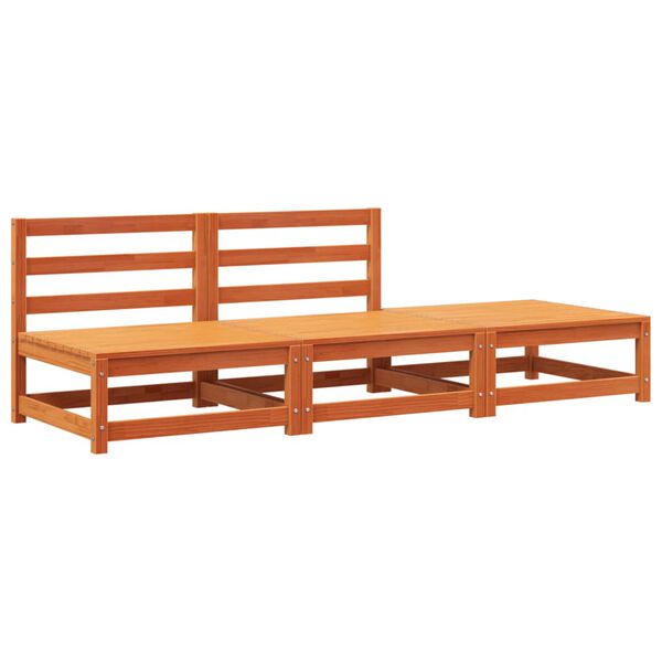 vidaXL Garden Sofa Wax brown Solid pine wood Large Modular Garden Sofa