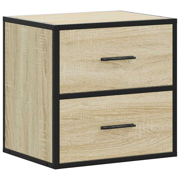 vidaXL Wall-mounted Bedside Cabinet Sonoma oak Engineered wood Medium