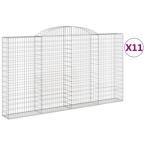 vidaXL Arched Gabion Baskets 11 pcs 118.1x11.8x160/180" Galvanised Iron