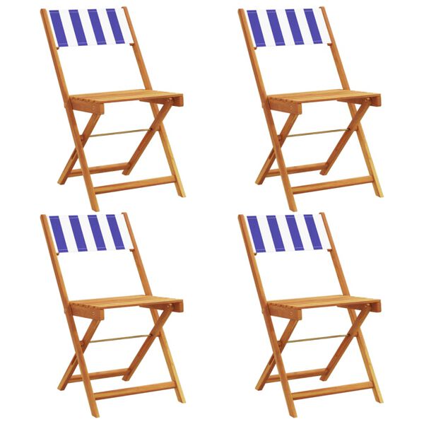 vidaXL Garden Chair Set of 4 Blue and White