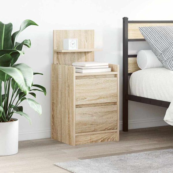 vidaXL Bedside Cabinet Sonoma Oak Engineered Wood Medium Bedside Cabinet