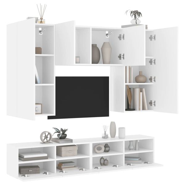 vidaXL TV Wall Unit White Engineered wood Large TV Wall Unit