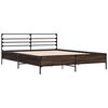 vidaXL Bed Frame Brown Oak Engineered Wood, Metal 63x79 in Bed Frame