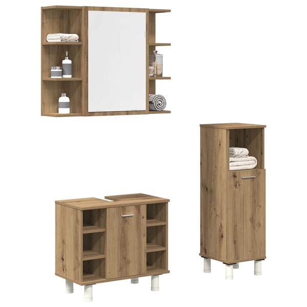 vidaXL Bathroom Furniture Set Artisan Oak Engineered Wood, Acrylic Medium