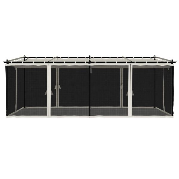 vidaXL Gazebo with Mesh Walls Cream 19.7'x9.8' Steel