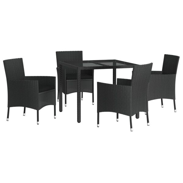 vidaXL Patio Dining Set Set of 4 Black
