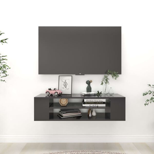 vidaXL TV Cabinet Gray Engineered wood Medium TV Cabinet Rectangular