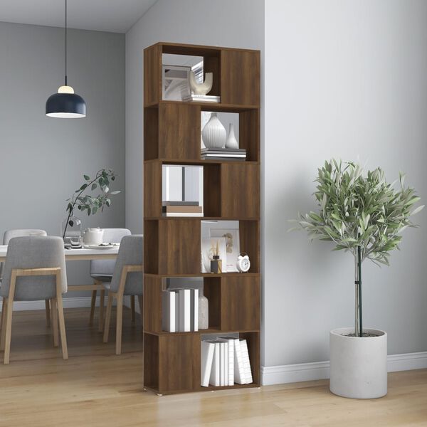 vidaXL Book Cabinet Brown oak Engineered wood 23.6x9.4x73.2 in