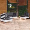 vidaXL Garden Lounge Set White Solid pinewood, fabric (100% polyester)