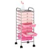 vidaXL 10-Drawer Mobile Storage Trolley Ombre Pink Plastic