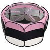 vidaXL Dog Playpen Pink and Cream Polyester and Steel Medium Foldable