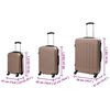 vidaXL Suitcase 3 pcs Rose Gold 19.69 x 12.20 x 30.71 in ABS Plastic