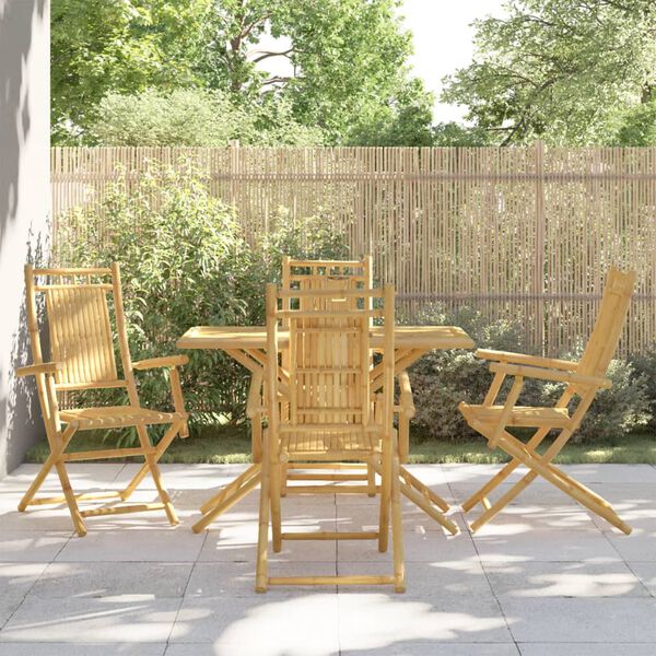 vidaXL Garden Dining Set Natural Bamboo Bamboo Medium Foldable