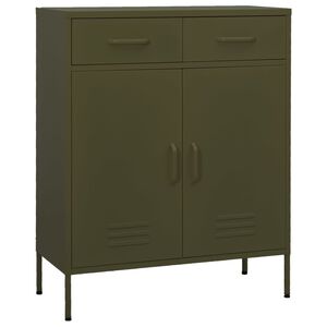 vidaXL Storage Cabinet Olive Green Steel 31.5 x 13.8 x 40.0 in