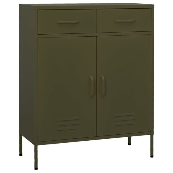 vidaXL Storage Cabinet Olive Green Steel 31.5 x 13.8 x 40.0 in