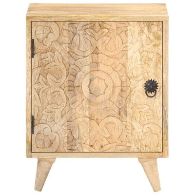 vidaXL Carved Bedside Cabinet 15.7"x11.8"x19.7" Solid Mango Wood