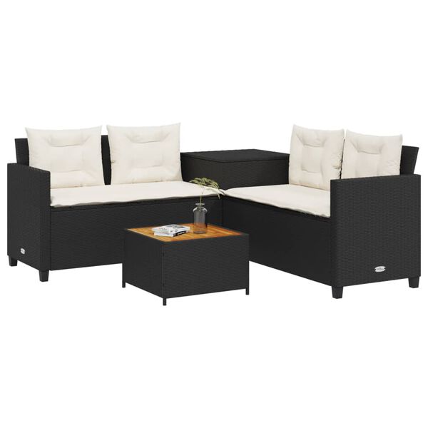 vidaXL Patio Sofa Black, Cream white