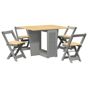 vidaXL Dining Set Honey wax brown and grey