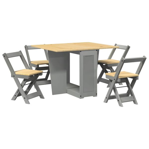 vidaXL Dining Set Honey wax brown and grey