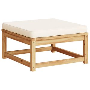 vidaXL Garden Footstool Cream White Solid Acacia wood, 100% polyester