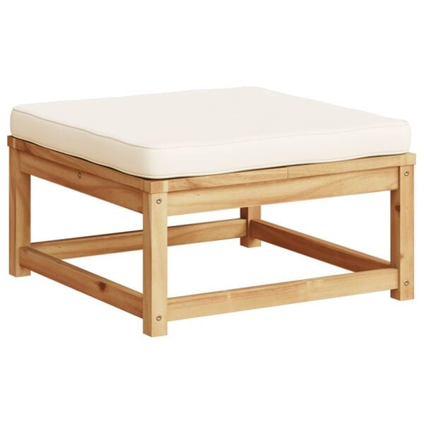 vidaXL Garden Footstool Cream White Solid Acacia wood, 100% polyester