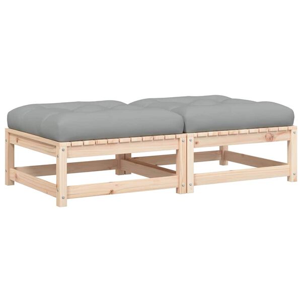 vidaXL Patio Footstools with Cushions 2 pcs Solid Wood Pine