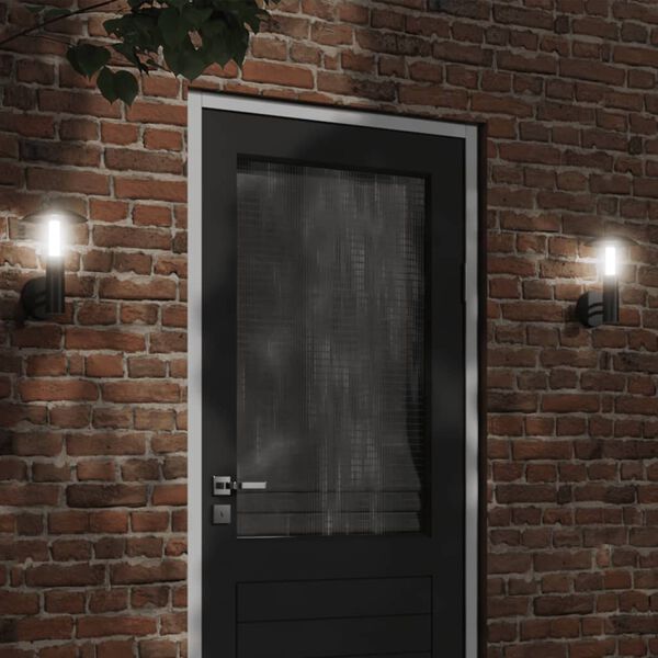 vidaXL Outdoor Wall Light Set of 2 Black Stainless Steel, Polycarbonate