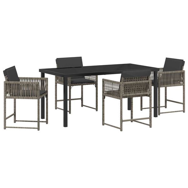 vidaXL Garden Dining Set 5 pcs Gray poly rattan