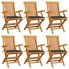 vidaXL Patio Chair Set of 6 Taupe, Teak Solid Teak Wood, 100% Polyester