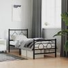 vidaXL Bed Frame Black Powder-Coated Steel Single Industrial Bed Frame