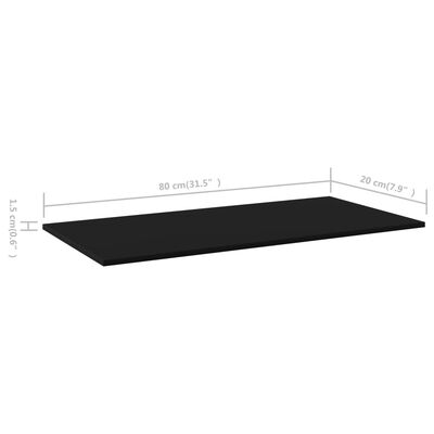 vidaXL Bookshelf Boards 8 pcs Black 31.5"x7.9"x0.6" Engineered Wood