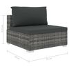 vidaXL Garden Lounge Set Grey PE Rattan, Powder-Coated Steel Modular
