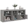 vidaXL Sideboard with LED Lights Gray Sonoma 63.8"x14.6"x26.4"